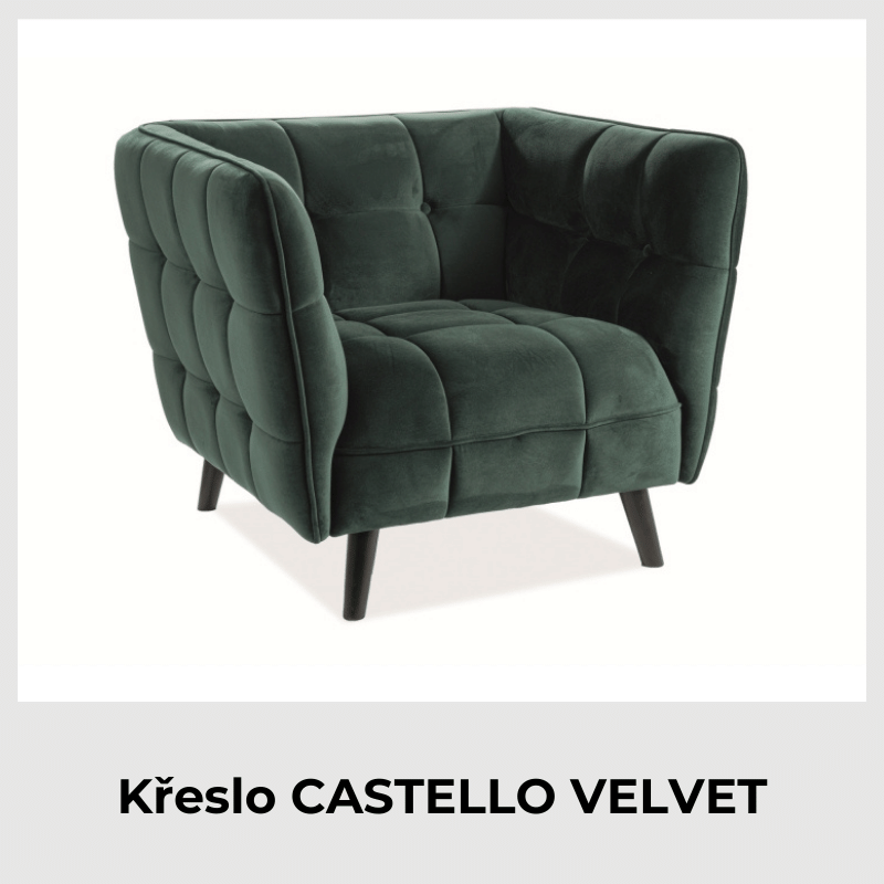 Kreslo Castello 1 Velvet dostupné v hravých farebných prevedeniach